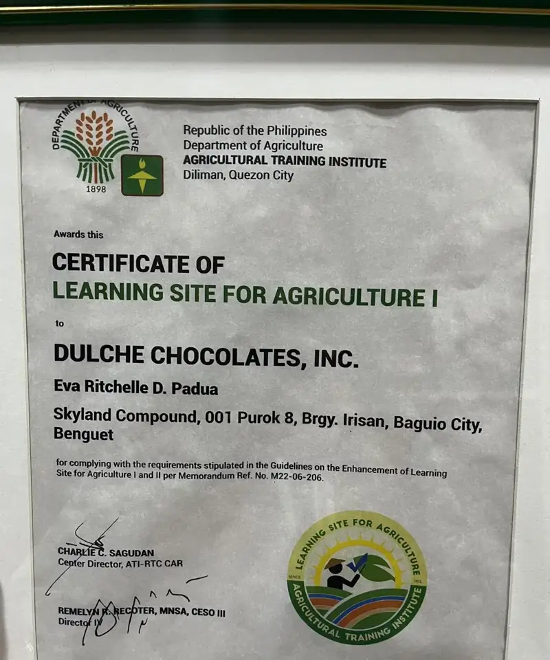 ATI certificate of Learning Site for Agriculture